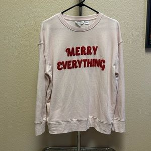 Merry Everything Sweatshirt- size M - pink & red